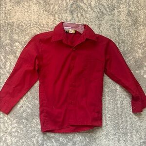 Kids red Long Sleeve Button-Up Shirt- size 7